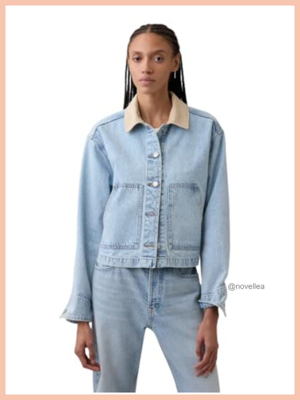 Cropped Cotton Barn Jacket Long Sleeve Pull On Casual